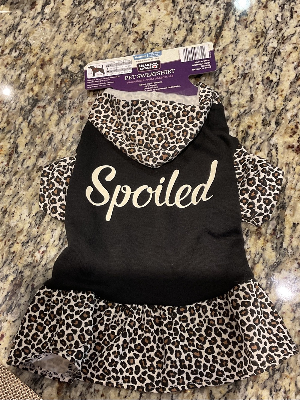 Heart to Tail Spoiled Pet Hoodie with Leopard Trim